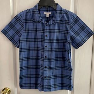 Burberry Check Shirt Sleeve Button Down Shirt